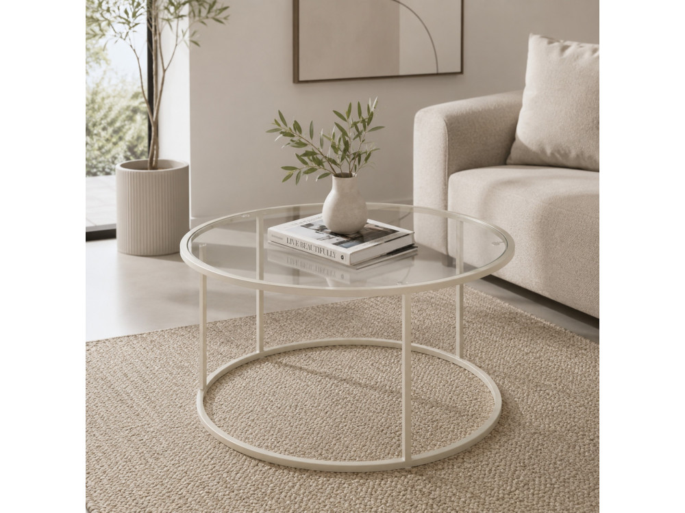 Table Basse en bois "Beige-Trs-80-Nrd-Srk" -80 x 80 x 43 cm - Beige