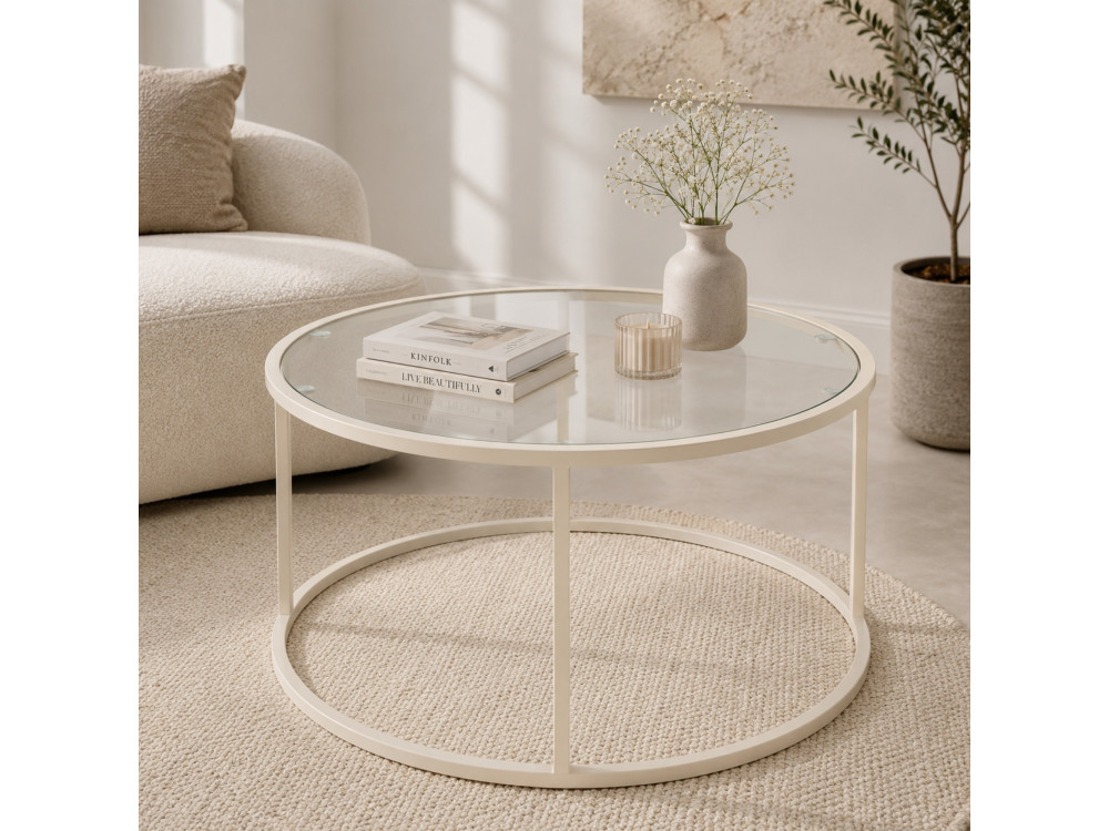 Table Basse en bois "Beige-Trs-80-Nrd-Srk" -80 x 80 x 43 cm - Beige