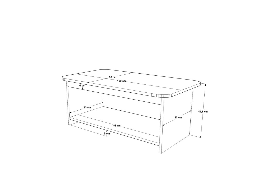 Table Basse en bois " Chb1 " - 100 x 50 x 42 cm - Travertin
