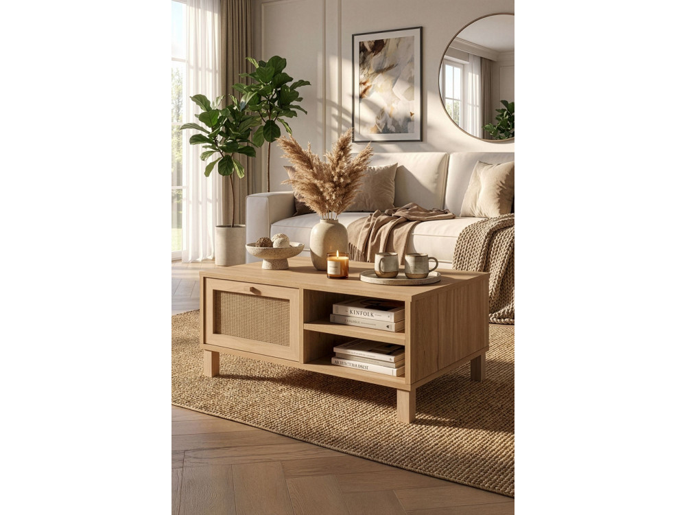 Table Basse en bois " Dune " - 90 x 60 x 39 cm - Chêne