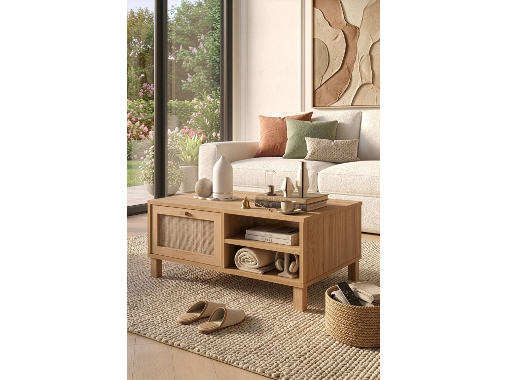 Table Basse en bois " Dune " - 90 x 60 x 39 cm - Chêne