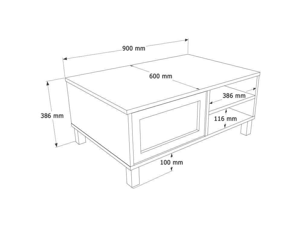 Table Basse en bois " Dune " - 90 x 60 x 39 cm - Chêne