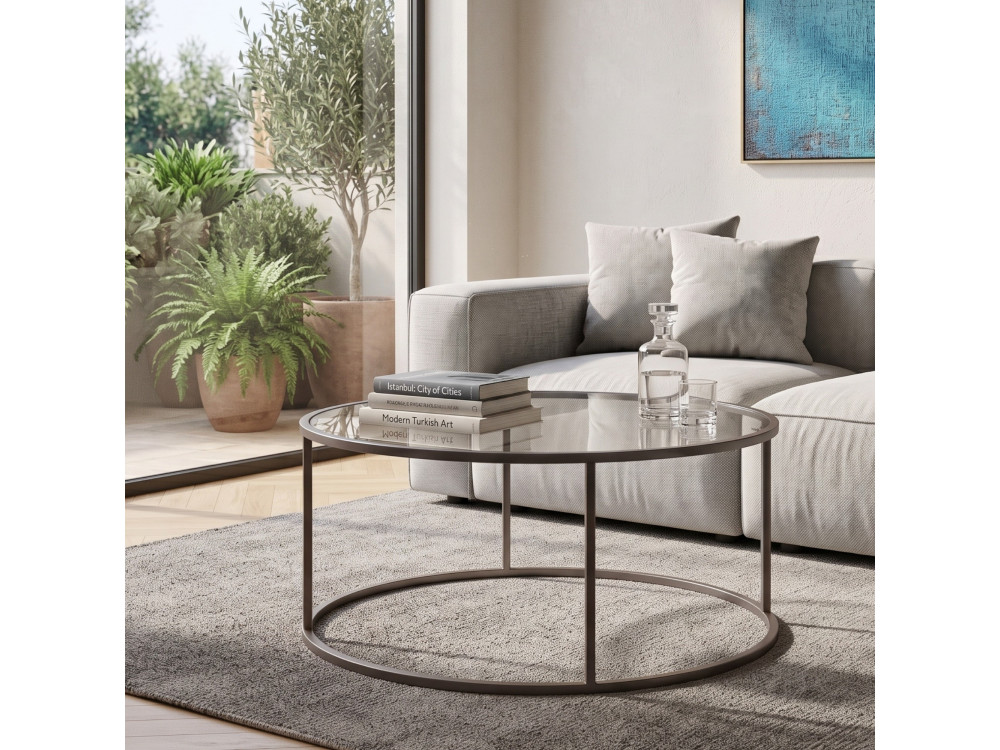 Table Basse en bois " Grey-Trs-80-Nrd-Srk " - 80 x 80 x 43 cm - Gris