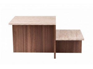 Table Basse en bois " Harmony " - 80 x 40 x 40 cm - Travertin
