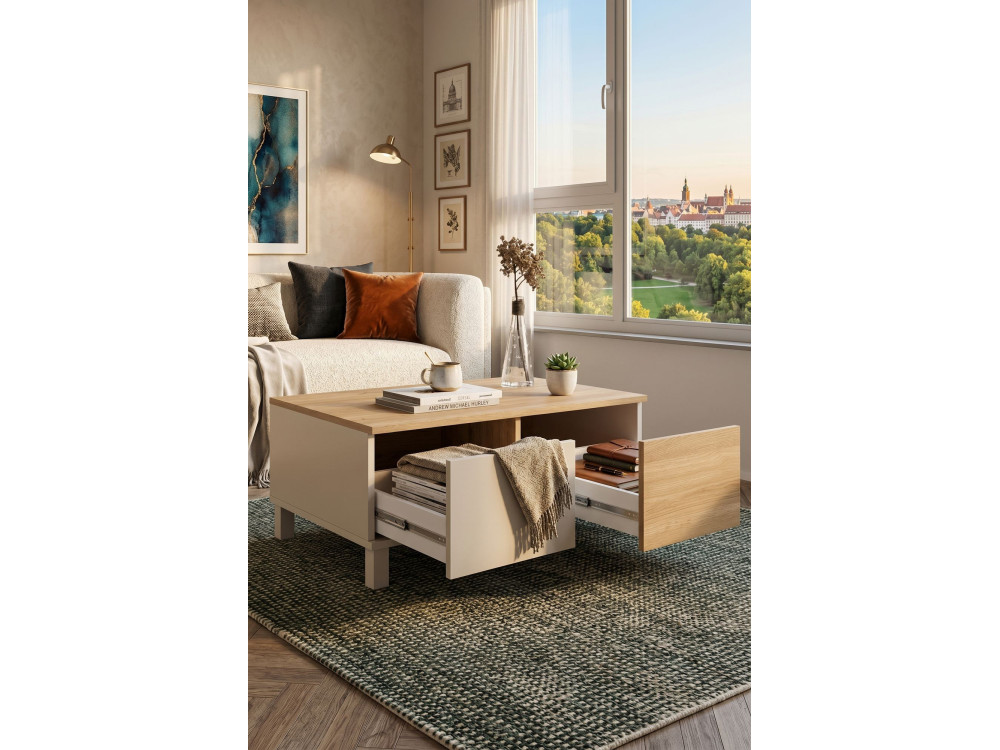 Table Basse en bois " Mood " - 90 x 60 x 40 cm - Sable