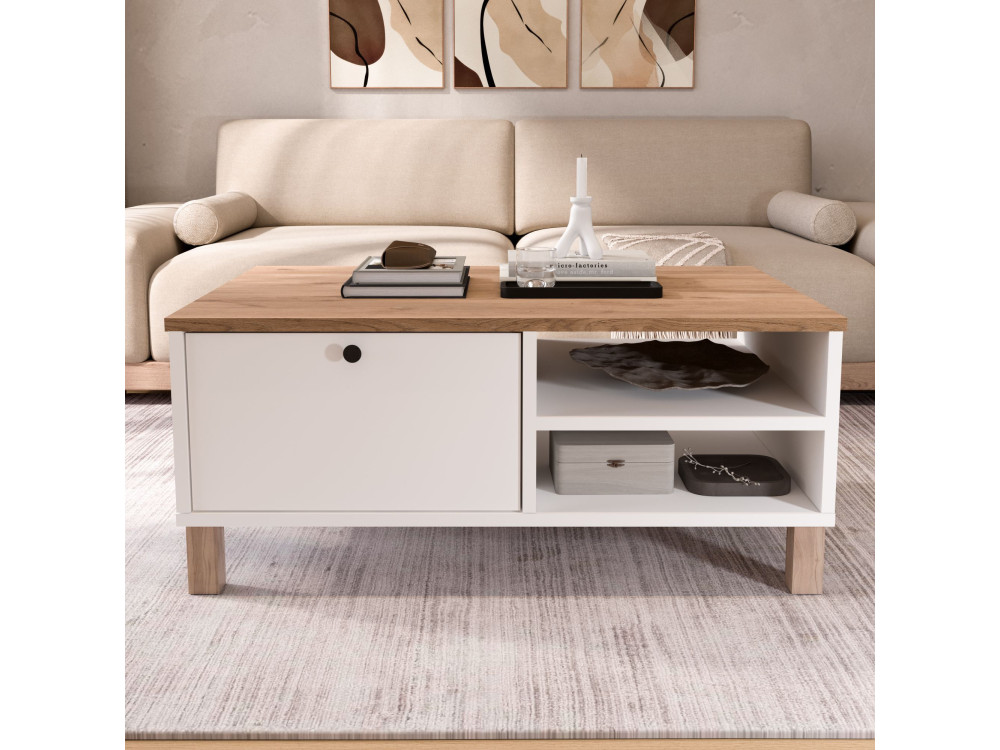 Table Basse en bois " Nord " - 90 x 60 x 38 cm - Blanc