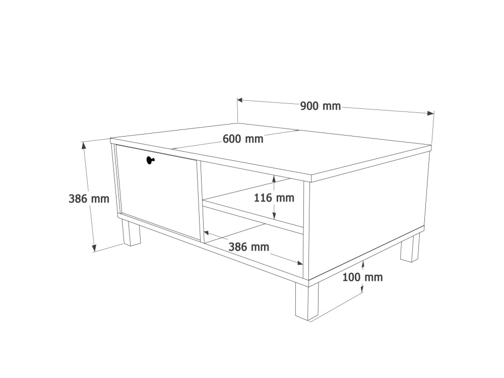 Table Basse en bois " Nord " - 90 x 60 x 38 cm - Blanc