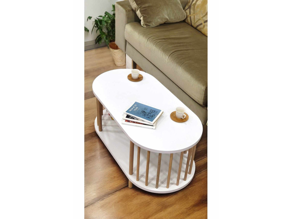 Table Basse en bois " Peka-0111 " - 90 x 45 x 43 cm - Blanc