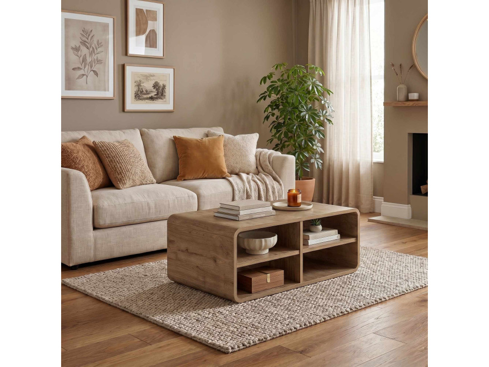 Table Basse en bois "ROVEL" - 80 x 50 x 32 cm - Naturel