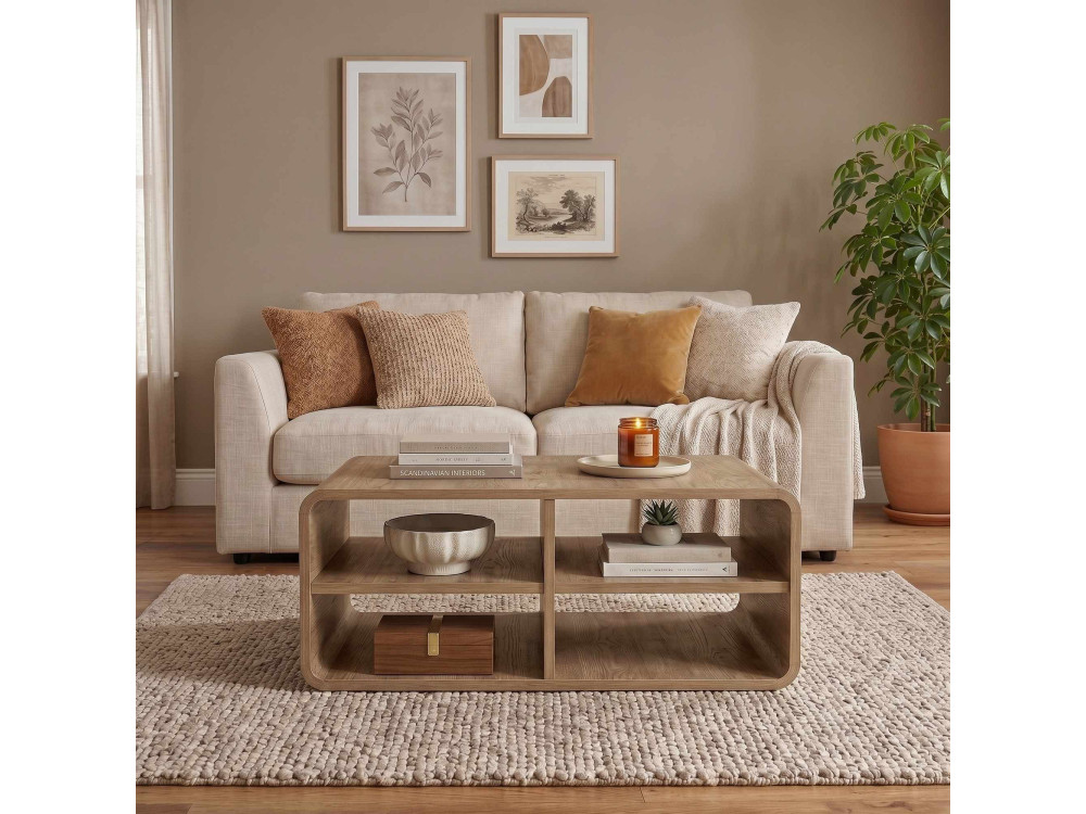 Table Basse en bois "ROVEL" - 80 x 50 x 32 cm - Naturel