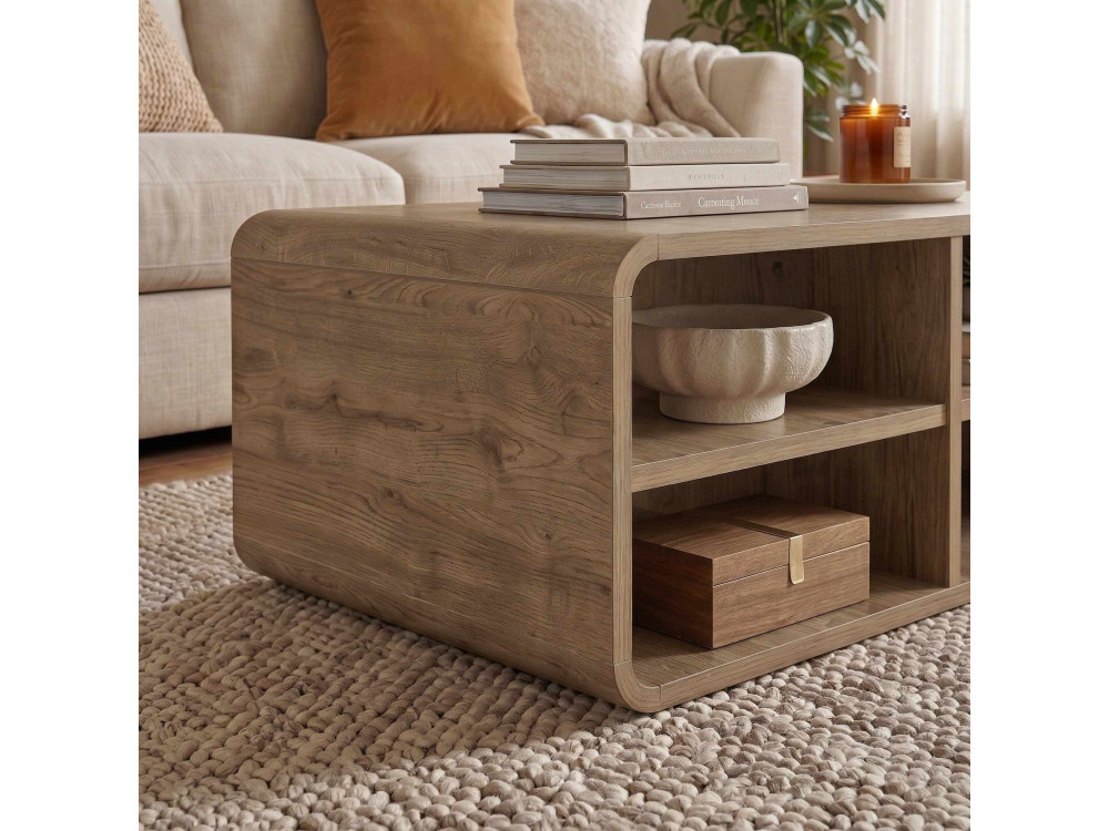 Table Basse en bois "ROVEL" - 80 x 50 x 32 cm - Naturel