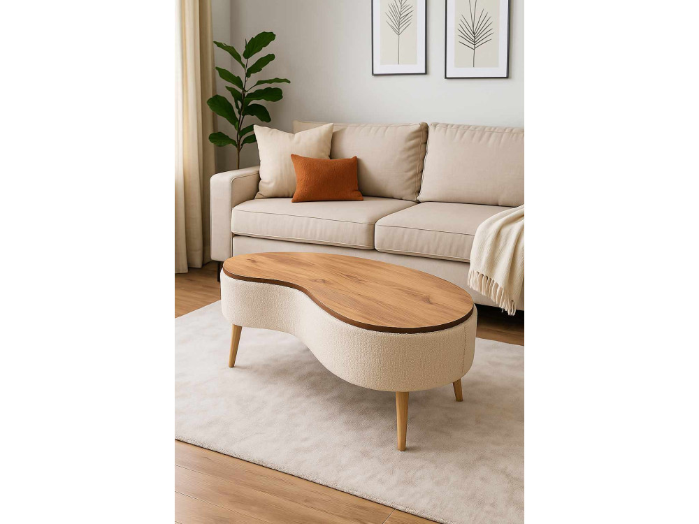Table Basse en bois " Vera " - 98 x 50 x 45 cm - Beige