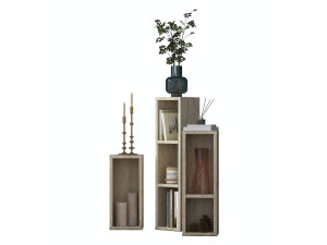 Ensemble de Tables d'Appoint en bois "AD106" - 20 x 18 x 80 cm - Travertin