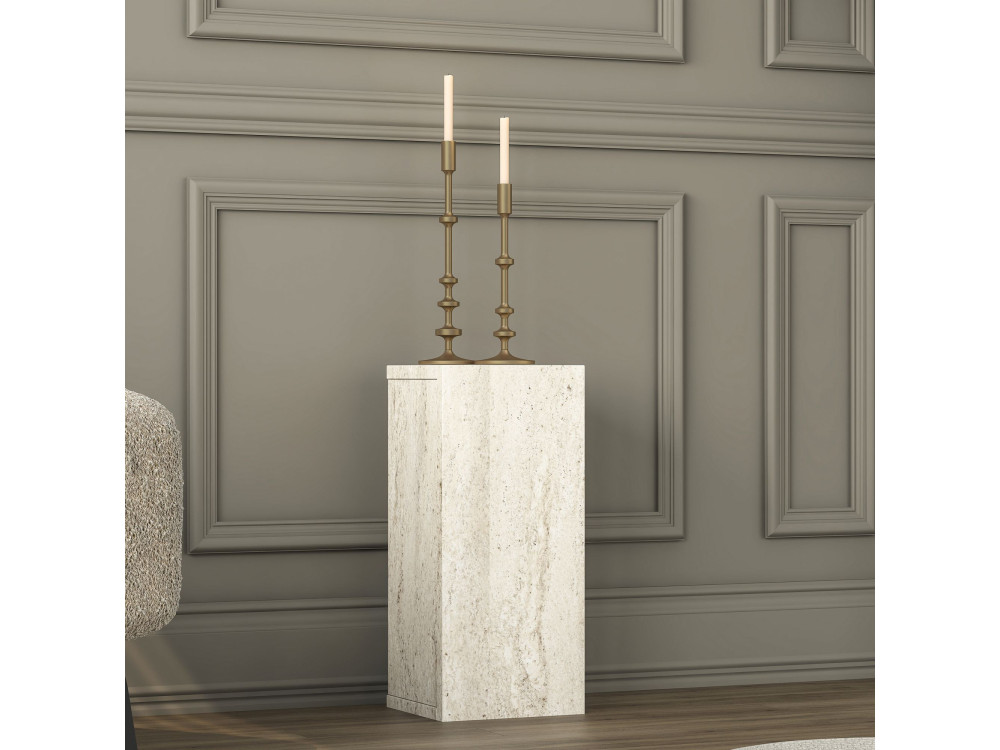 Table d'Appoint en bois " AD109 " - 20 x 18 x 45 cm - Travertin
