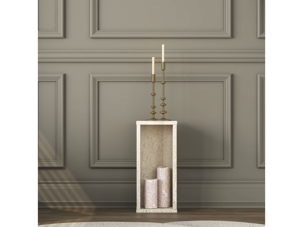Table d'Appoint en bois " AD109 " - 20 x 18 x 45 cm - Travertin