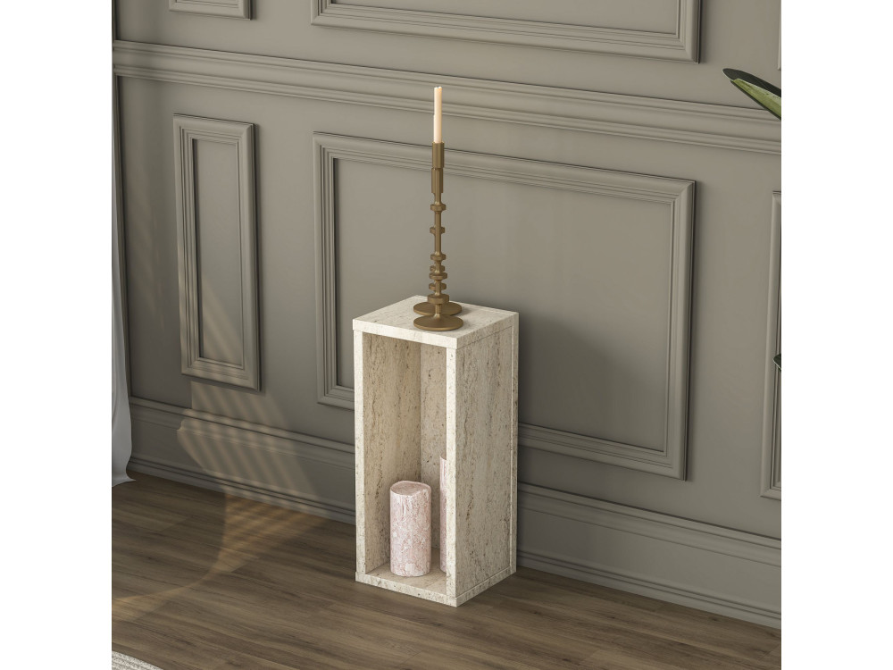 Table d'Appoint en bois " AD109 " - 20 x 18 x 45 cm - Travertin