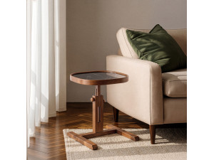 Table d'Appoint en bois " Opus Kare 42 " - 42 x 42 x 57 cm - Noyer / Marbre Noir