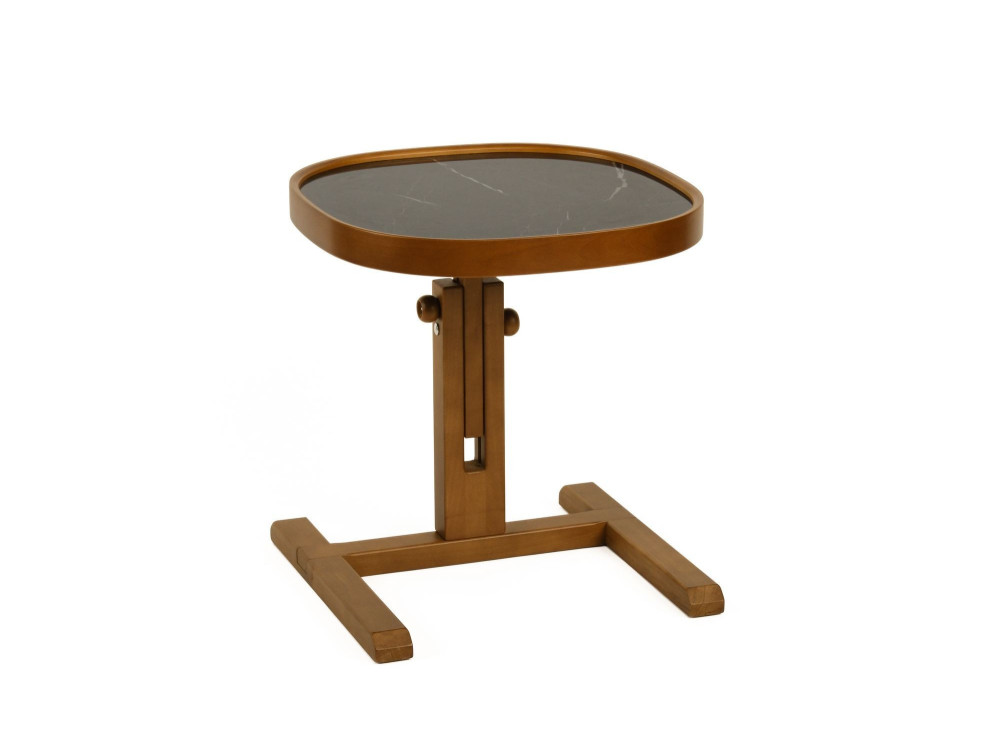 Table d'Appoint en bois " Opus Kare 42 " - 42 x 42 x 57 cm - Noyer / Marbre Noir