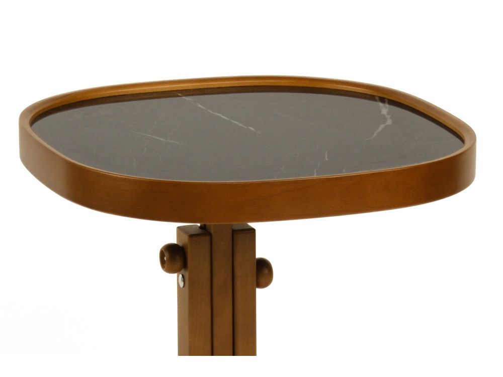 Table d'Appoint en bois " Opus Kare 42 " - 42 x 42 x 57 cm - Noyer / Marbre Noir