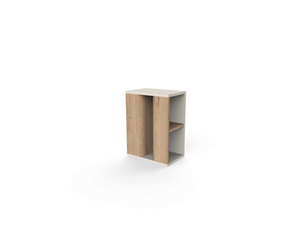 Table d'Appoint en bois " VENTRO " - 45 x 25 x 51 cm - Naturel / Grès