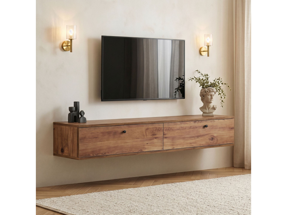 Meuble TV en bois "Ligne 160" - 160 x 25 x 25 cm - Beige