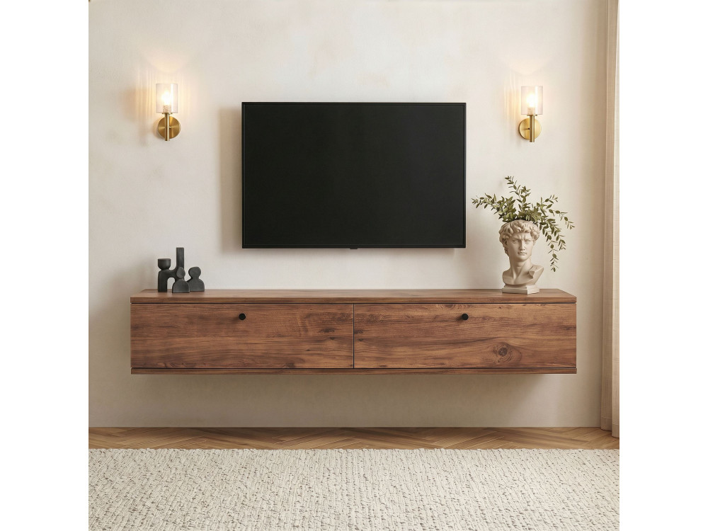 Meuble TV en bois "Ligne 160" - 160 x 25 x 25 cm - Beige