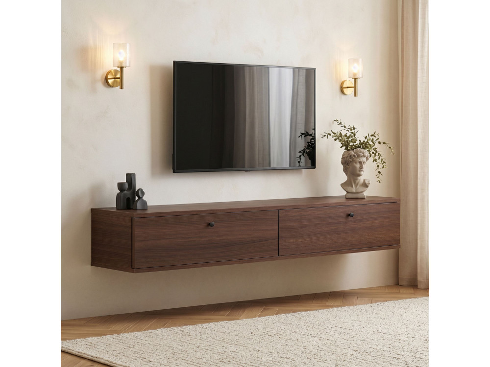 Meuble TV en bois "Ligne 160" - 160 x 25 x 25 cm - Noyer
