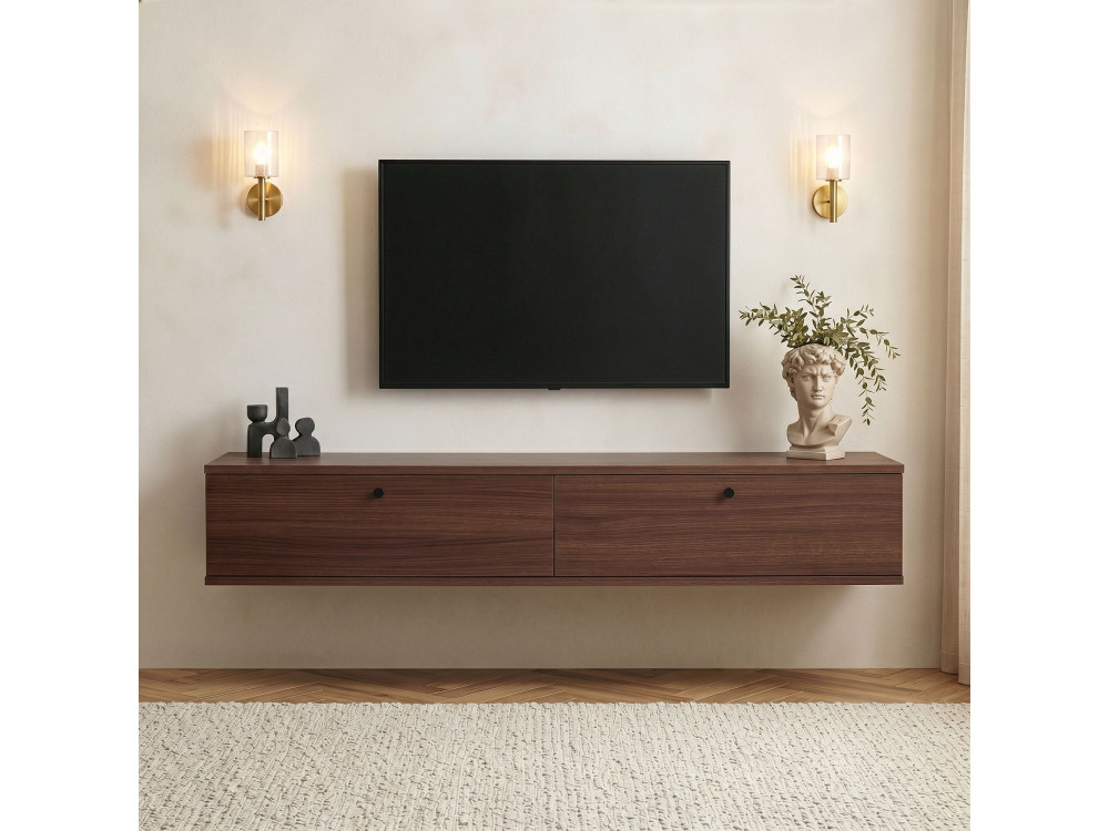Meuble TV en bois "Ligne 160" - 160 x 25 x 25 cm - Noyer