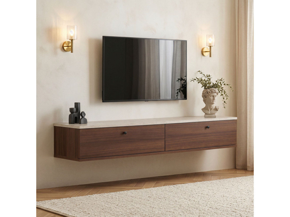 Meuble TV en bois "Ligne 160" - 160 x 25 x 25 cm - Marron
