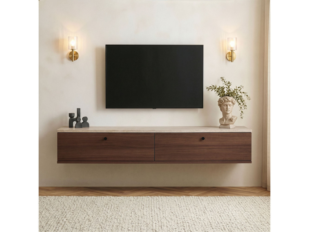 Meuble TV en bois "Ligne 160" - 160 x 25 x 25 cm - Marron