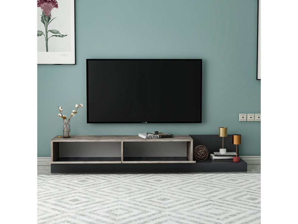 Meuble TV en bois "Major" - 180 x 37 x 30 cm -  Anthracite