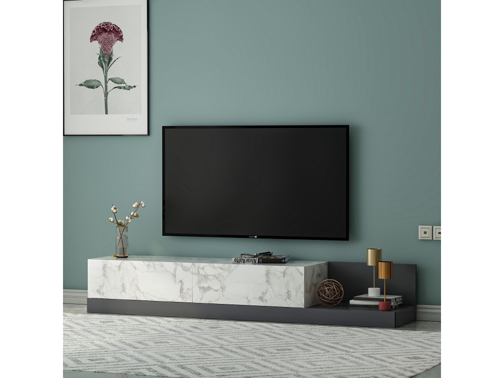 Meuble TV en bois "Major" - 180 x 37 x 30 cm - Gris