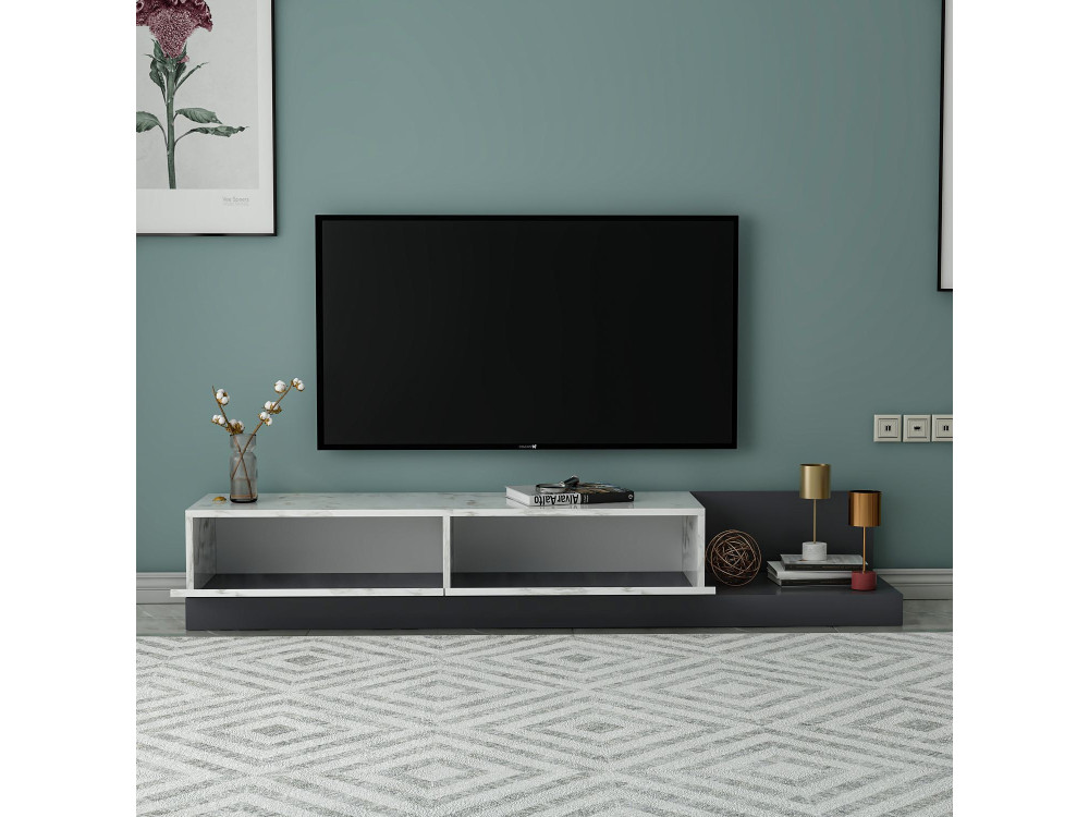 Meuble TV en bois "Major" - 180 x 37 x 30 cm - Gris
