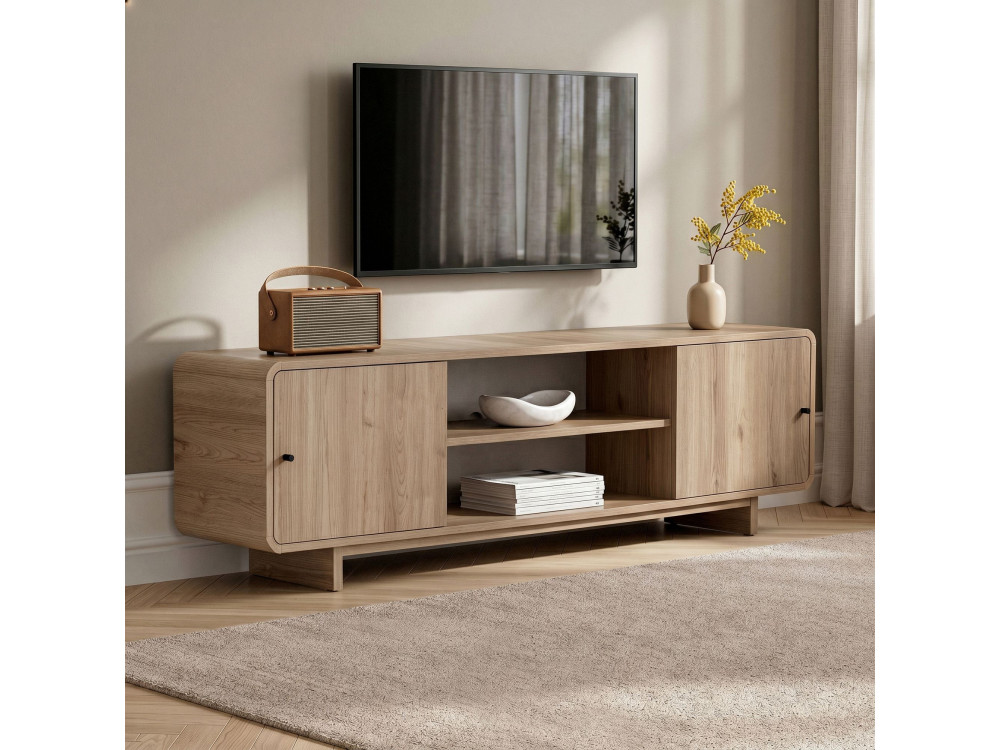 Meuble TV en bois "Mirel" - 180 x 34 x 52 cm - Chêne