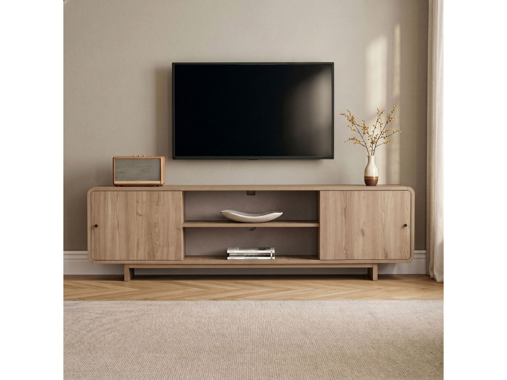 Meuble TV en bois "Mirel" - 180 x 34 x 52 cm - Chêne