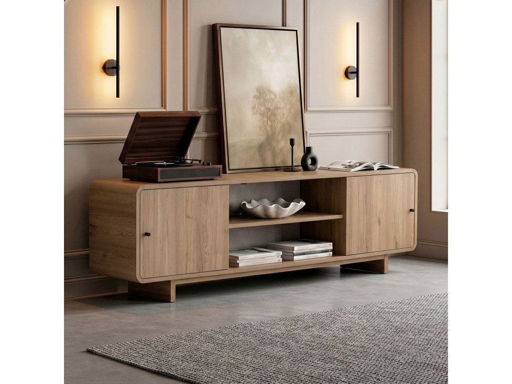 Meuble TV en bois "Mirel" - 180 x 34 x 52 cm - Chêne