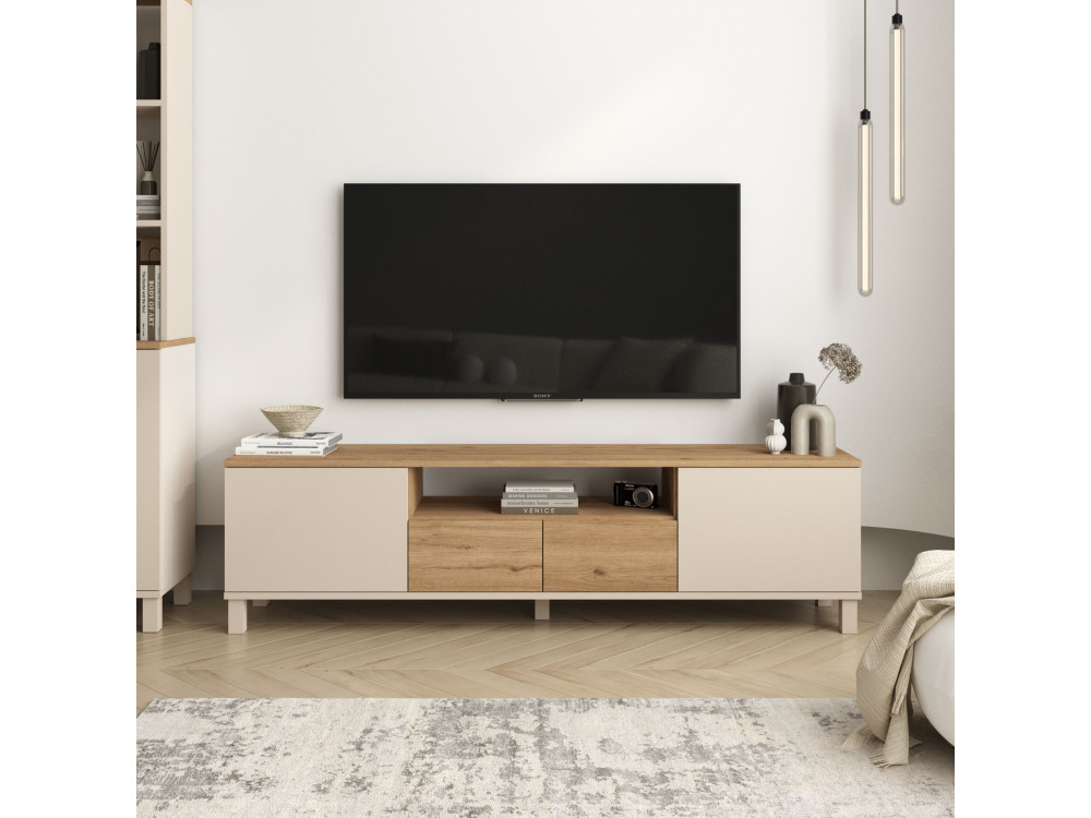 Meuble TV en bois "Mood" - 180 x 35 x 49 cm - Beige