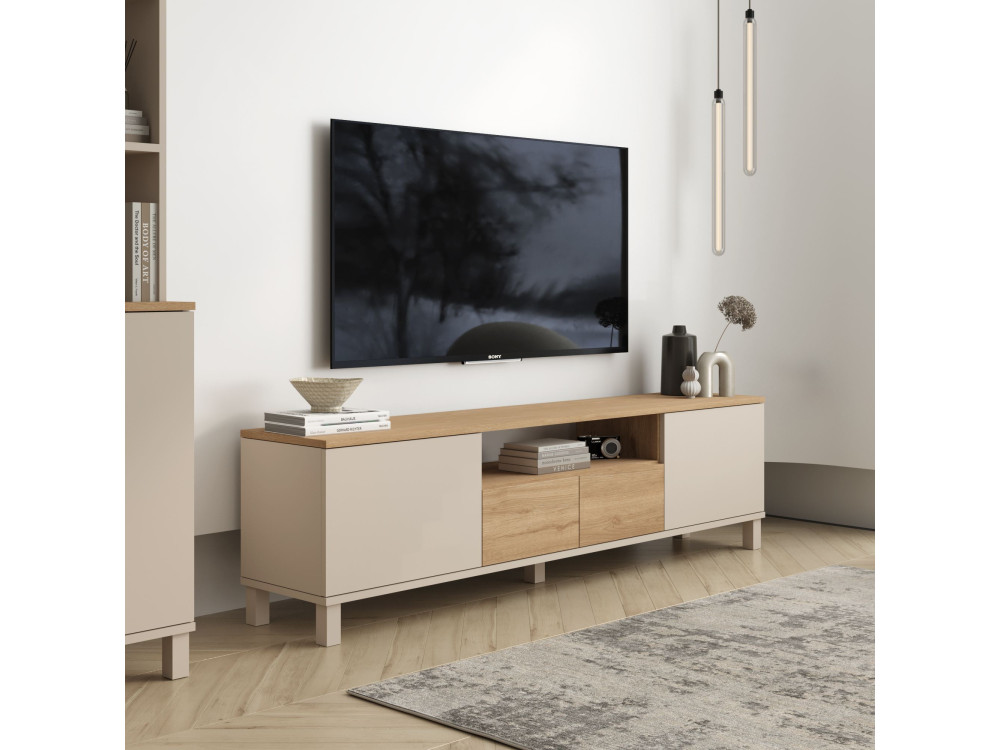 Meuble TV en bois "Mood" - 180 x 35 x 49 cm - Beige