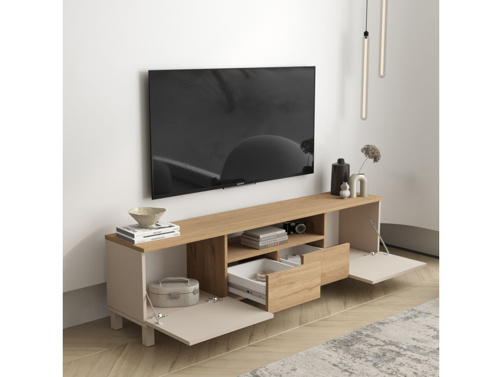 Meuble TV en bois "Mood" - 180 x 35 x 49 cm - Beige