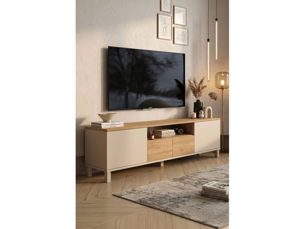 Meuble TV en bois "Mood" - 180 x 35 x 49 cm - Beige