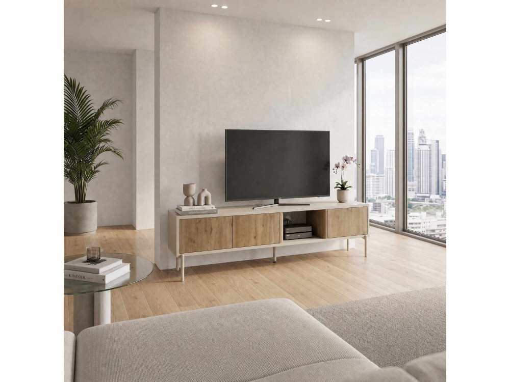 Meuble TV en bois "VENTRO" - 150 x 36 x 40 cm - Beige