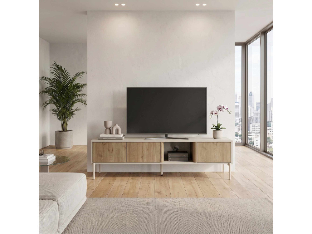 Meuble TV en bois "VENTRO" - 150 x 36 x 40 cm - Beige
