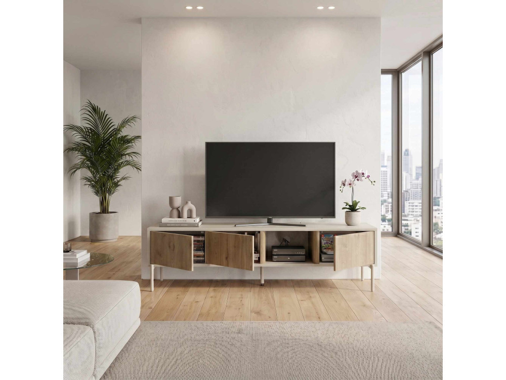 Meuble TV en bois "VENTRO" - 150 x 36 x 40 cm - Beige