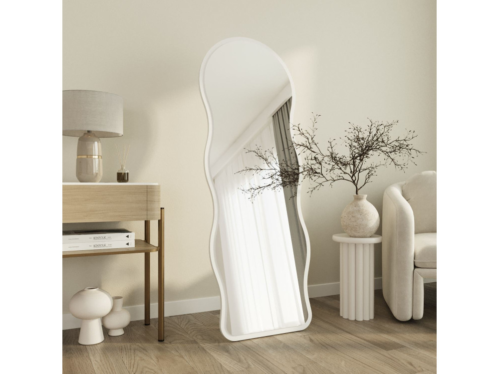 Miroir sur pied en bois "Asial" - 50 x 2 x 160 cm - Blanc