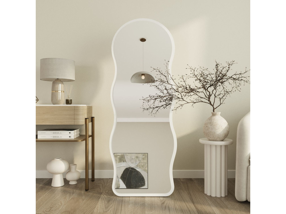 Miroir sur pied en bois "Asial" - 50 x 2 x 160 cm - Blanc