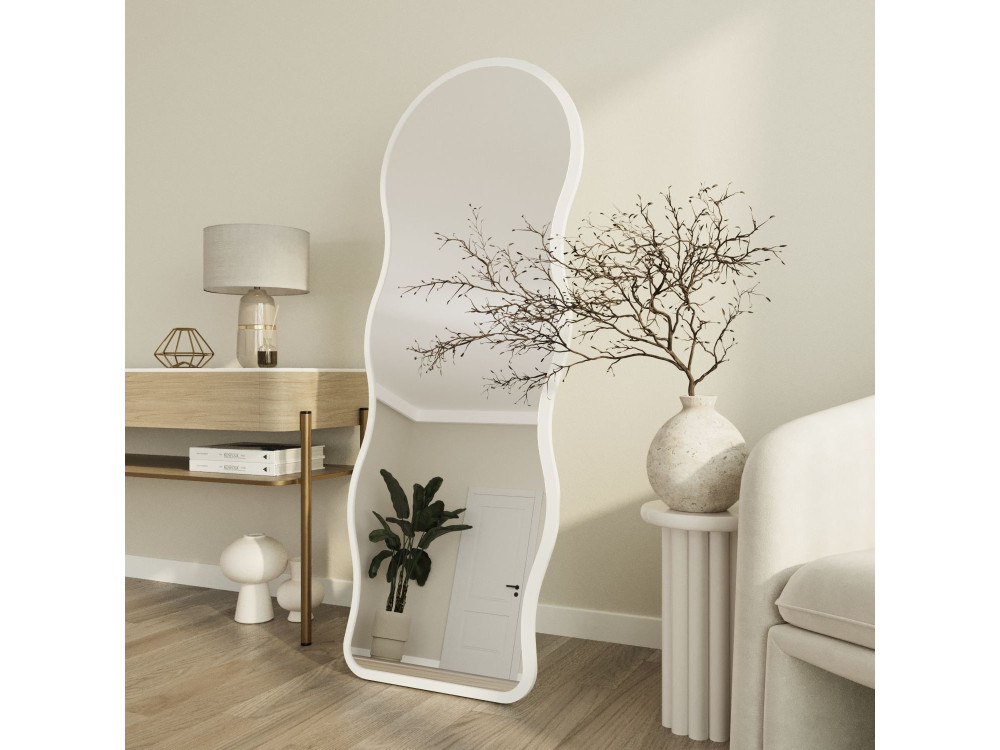Miroir sur pied en bois "Asial" - 50 x 2 x 160 cm - Blanc