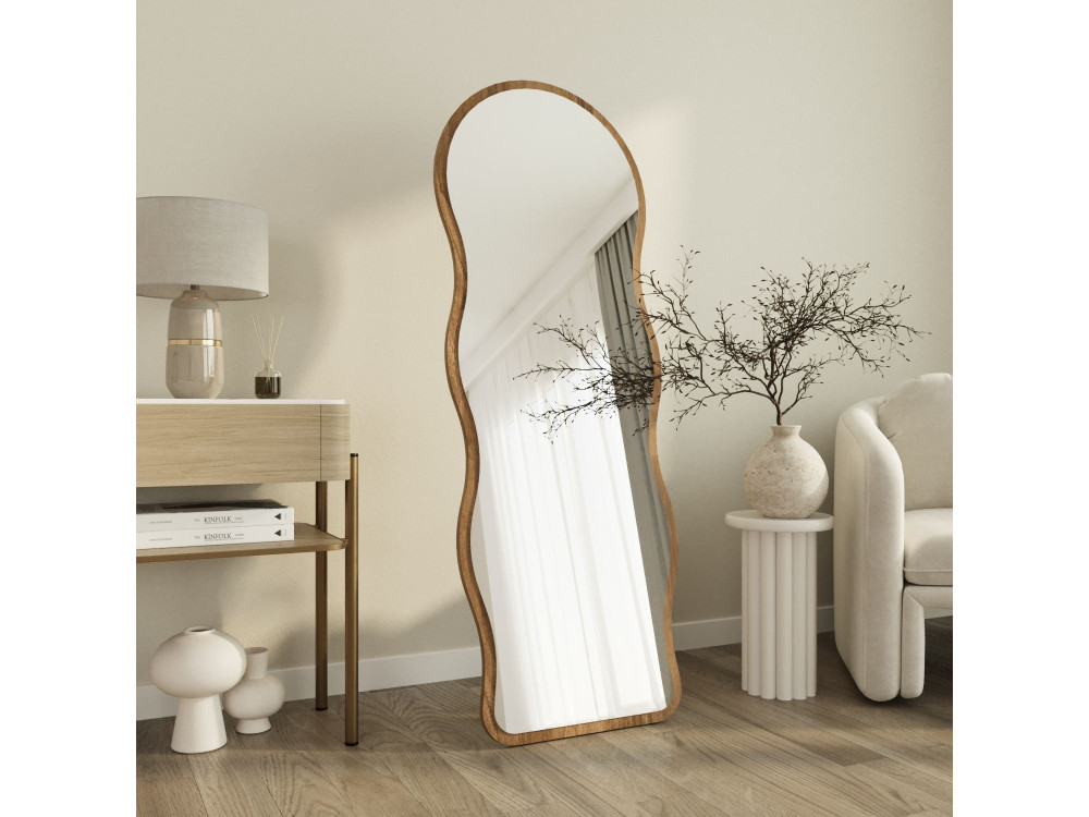 Miroir sur pied en bois "Asial" - 50 x 2 x 160 cm - Noyer