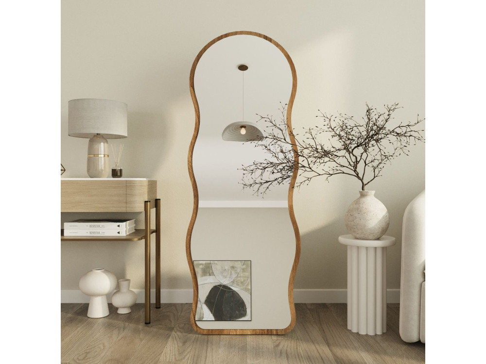 Miroir sur pied en bois "Asial" - 50 x 2 x 160 cm - Noyer