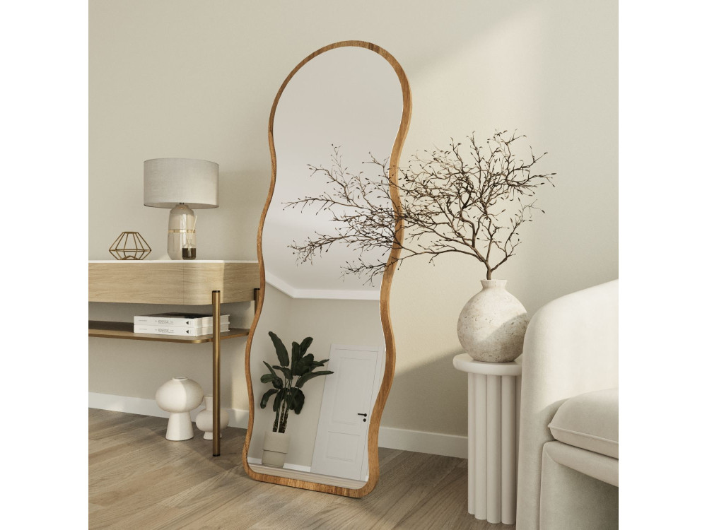Miroir sur pied en bois "Asial" - 50 x 2 x 160 cm - Noyer