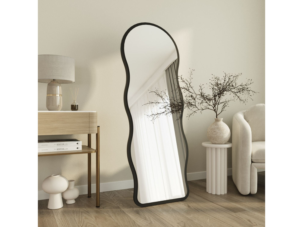 Miroir sur pied en bois "Asial" - 50 x 2 x 160 cm - Noir
